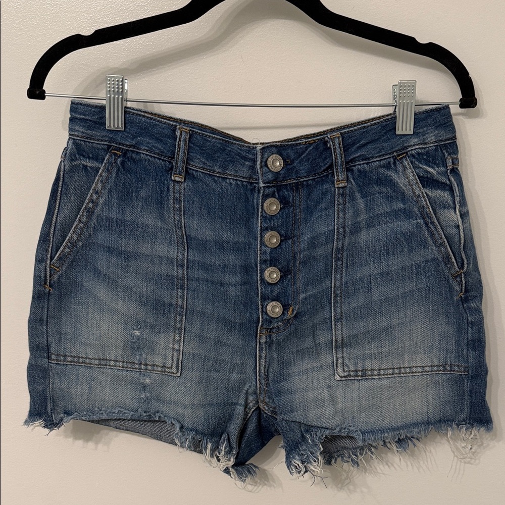Free People Blue Jean Shorts with Button-Fly